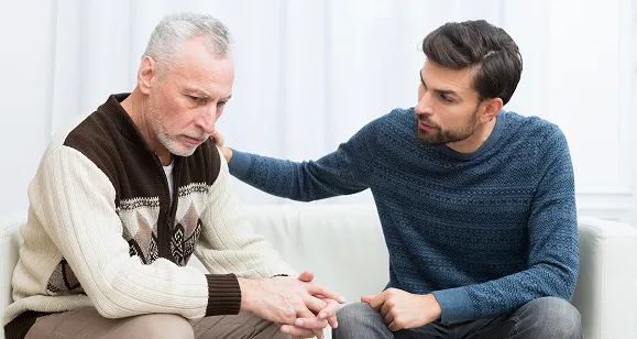 Trained sober companion providing in-person recovery support to a client in New York